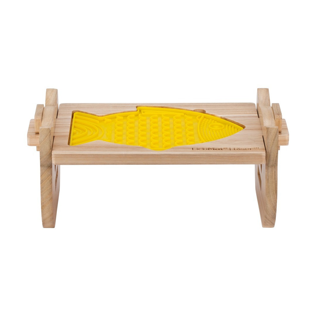 Lickimat Slow Feeder Bowl Wooden Adjustable Elevation Riser for Casper & Felix Lick Mats