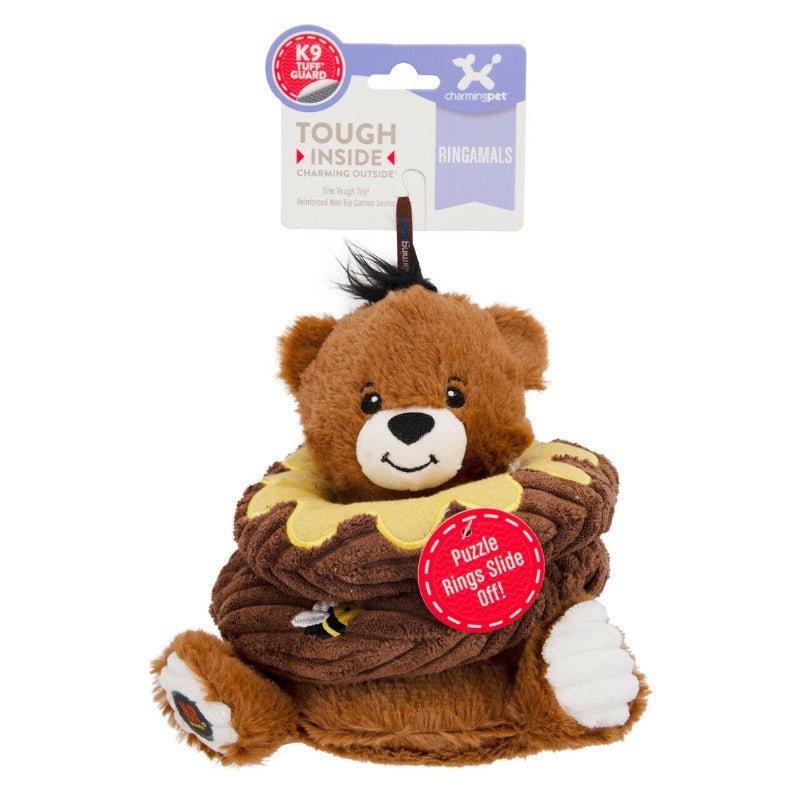 Charming Pet Ringamals Honey Bear Plush Puzzle Dog Toy