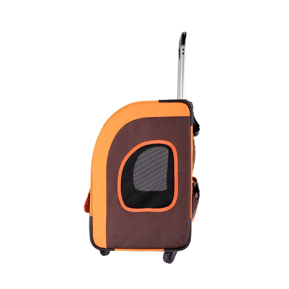 Ibiyaya Liso Backpack Parallel Transport Pet Trolley - Orange/Brown