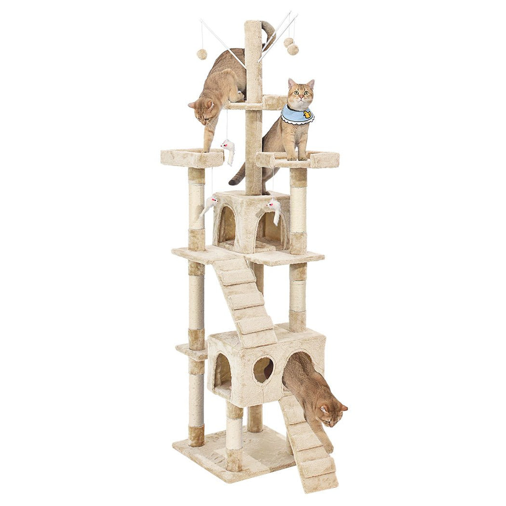 PaWz 2.1M Cat Scratching Post Tree Gym House Condo - Cream