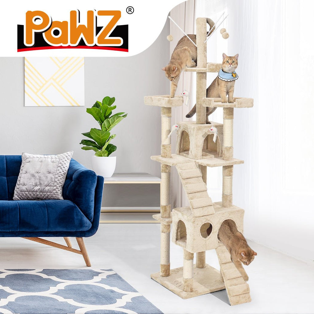 PaWz 2.1M Cat Scratching Post Tree Gym House Condo - Cream