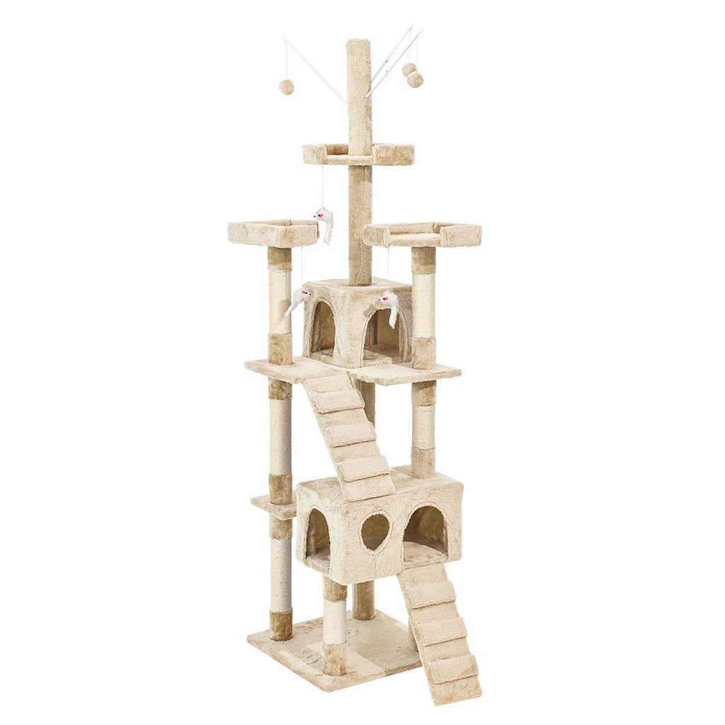 PaWz 2.1M Cat Scratching Post Tree Gym House Condo - Cream