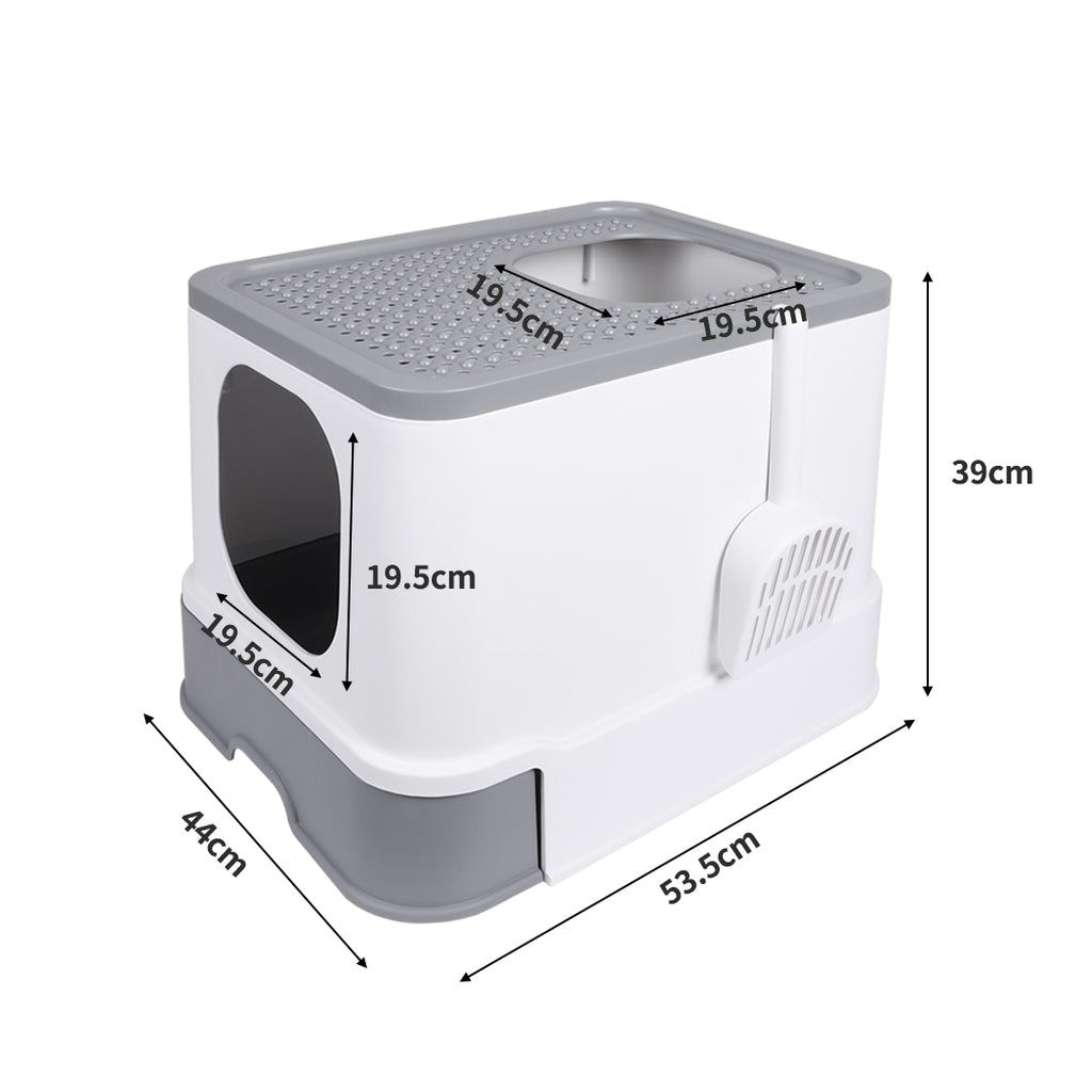 Cat Litter Box Fully Enclosed Kitty Toilet - White