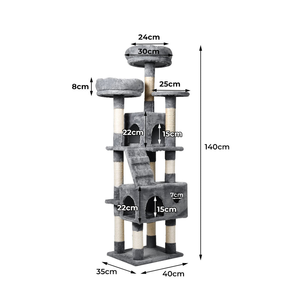 PaWz 1.4M Cat Trees Scratching Condo Tower - Grey